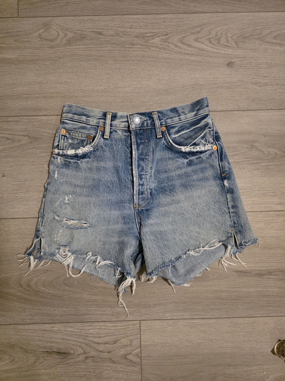 Agolde Dee short Light Blue Frayed Hem Denim Shorts